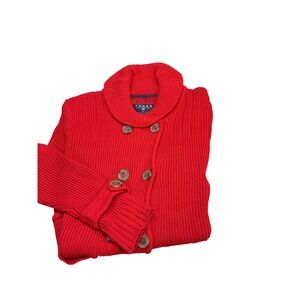 Thre3 Clothing Co Mens Red Ribbed Double Breasted Shawl Collar Cardigan Large